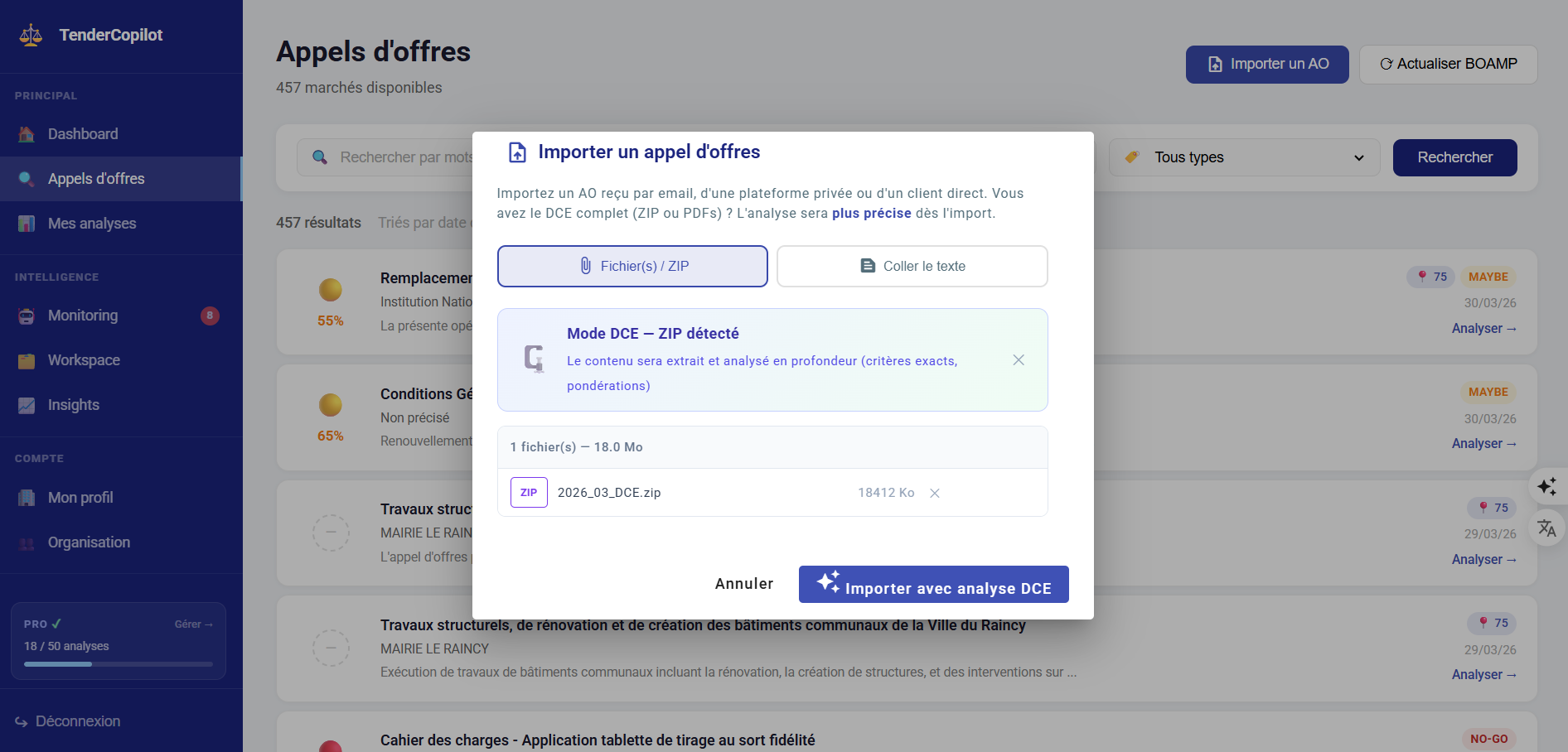 TenderCopilot — Import du dossier